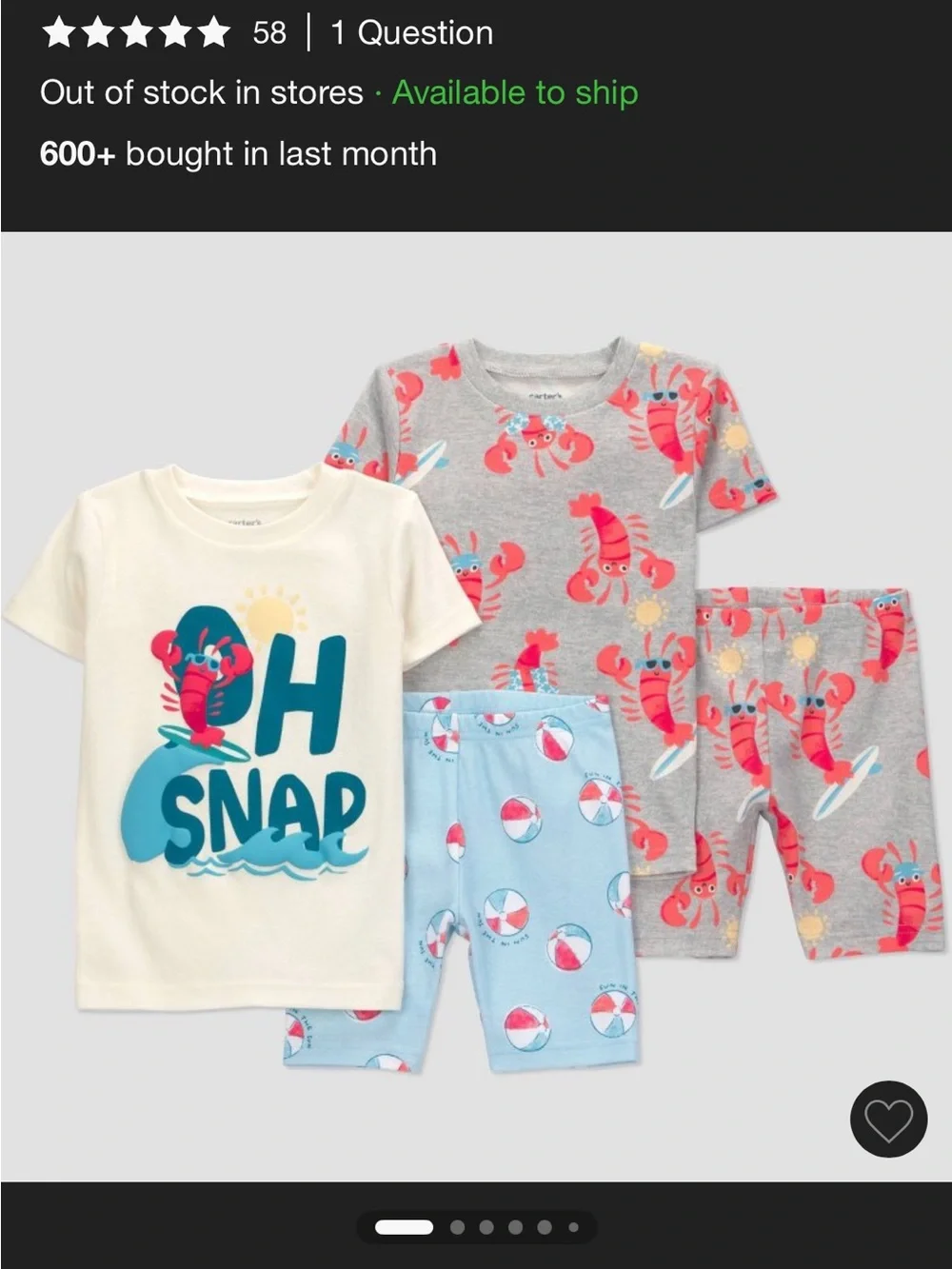Carter's 12 Piece Kids Pajama Set size 2T